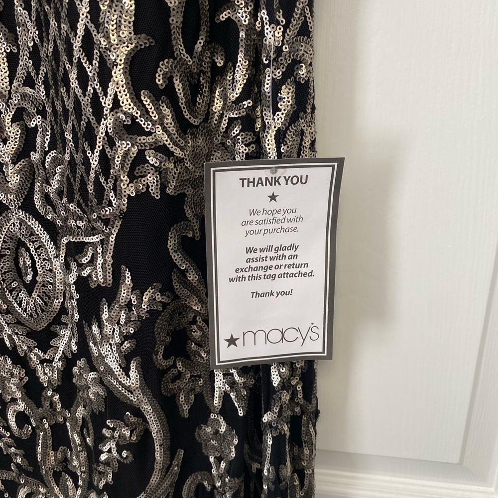 Gold Sequin Black Evening Gown - Picture 11 of 13